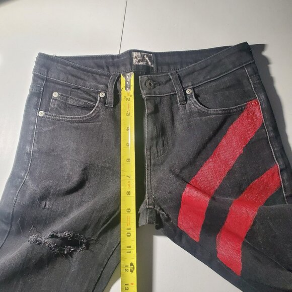 Naked & Famous Skinny Guy Jeans 31W -Painted- Destroyed-- Japanese raw denim - Picture 10 of 16